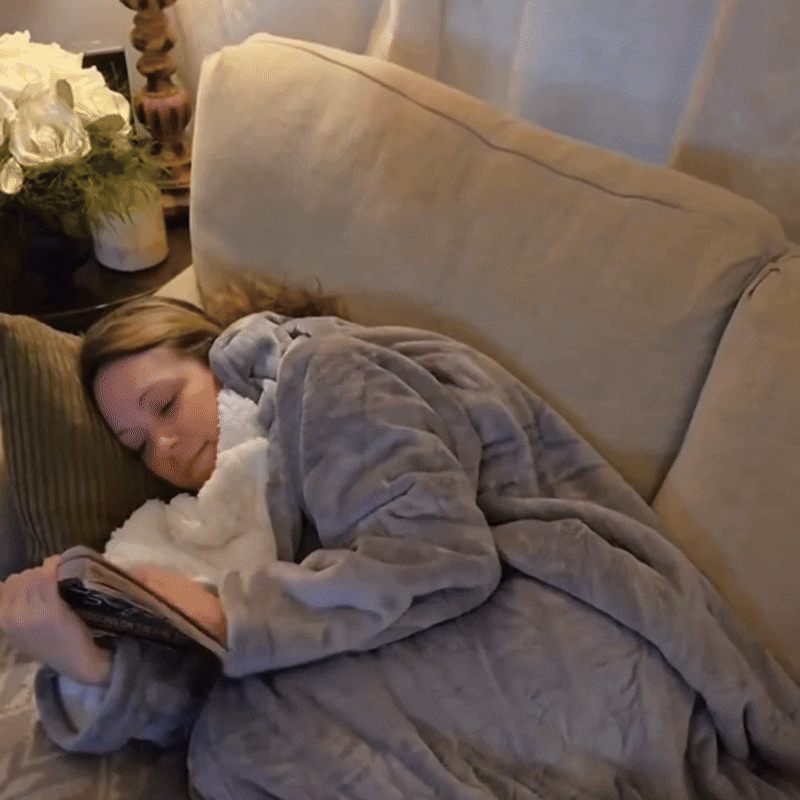 Westinghouse Electric Snuggle Throw Blankets with Foot Pocket, Wearable Heated Blanket with Sleeves, 6 Heating Levels & 2 to 10 Hours Heating Time Settings, 50 * 70"+18", Grey