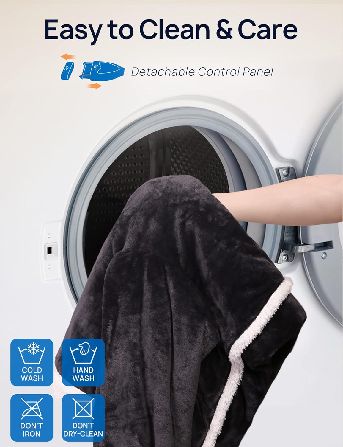 Westinghouse Electric Snuggle Throw Blankets with Foot Pocket, Wearable Heated Blanket with Sleeves, 6 Heating Levels & 2 to 10 Hours Heating Time Settings, 50 * 70"+18", Grey