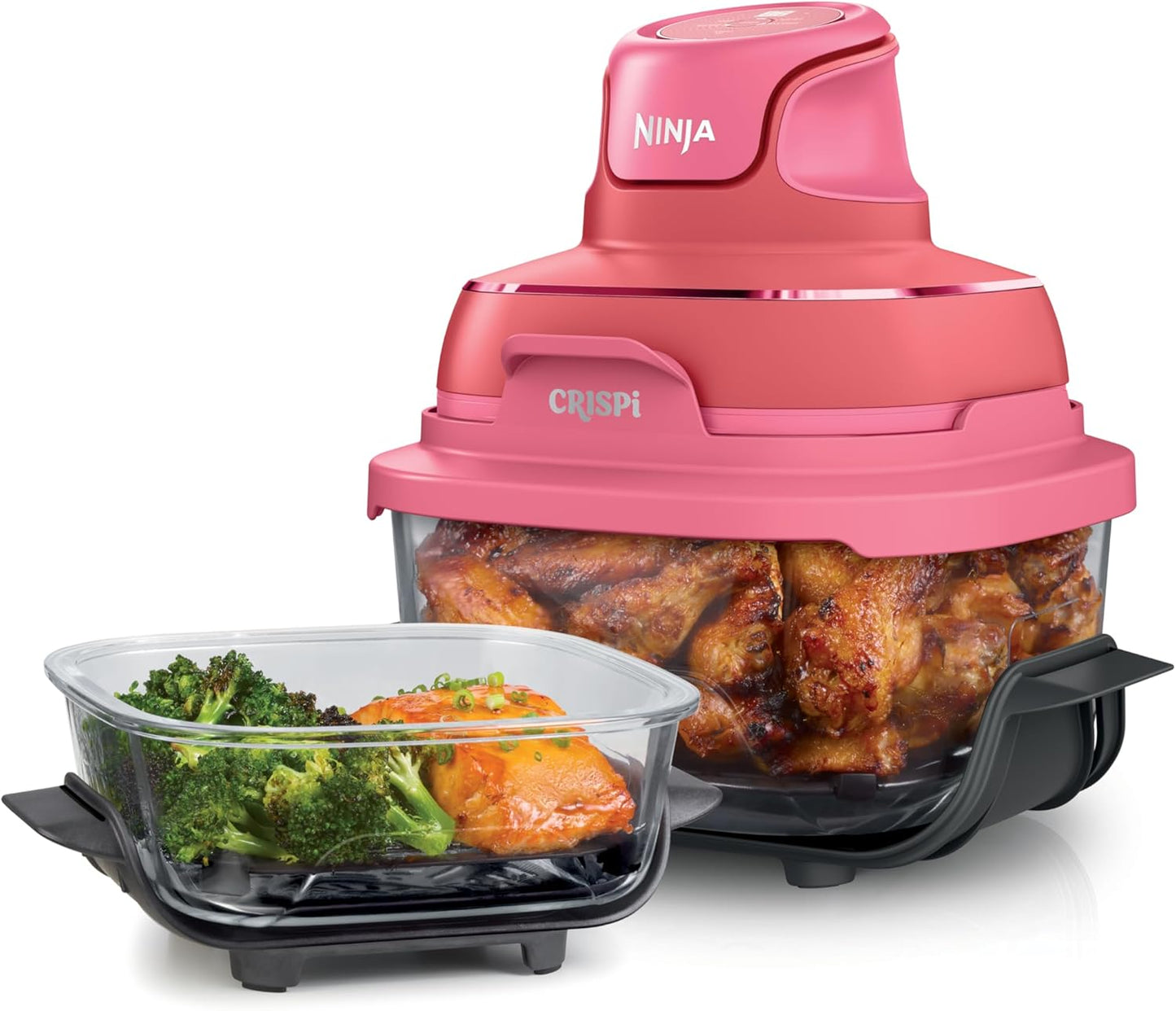 Ninja Crispi Air Fryer, Microwave, Freezer & Dishwasher Safe, Non Toxic Glass Portable Cooking System, 4 QT & 6 Cup Glass Containers with Storage Lids, Easy Meals, Air Fry, Bake, Stone, FN101ST