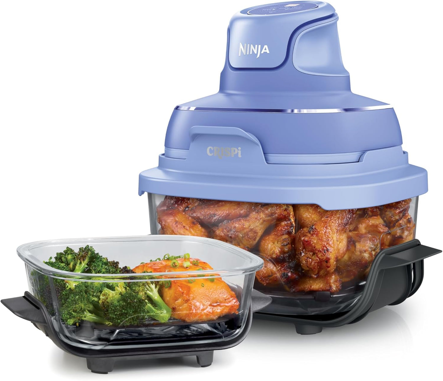 Ninja Crispi Air Fryer, Microwave, Freezer & Dishwasher Safe, Non Toxic Glass Portable Cooking System, 4 QT & 6 Cup Glass Containers with Storage Lids, Easy Meals, Air Fry, Bake, Stone, FN101ST